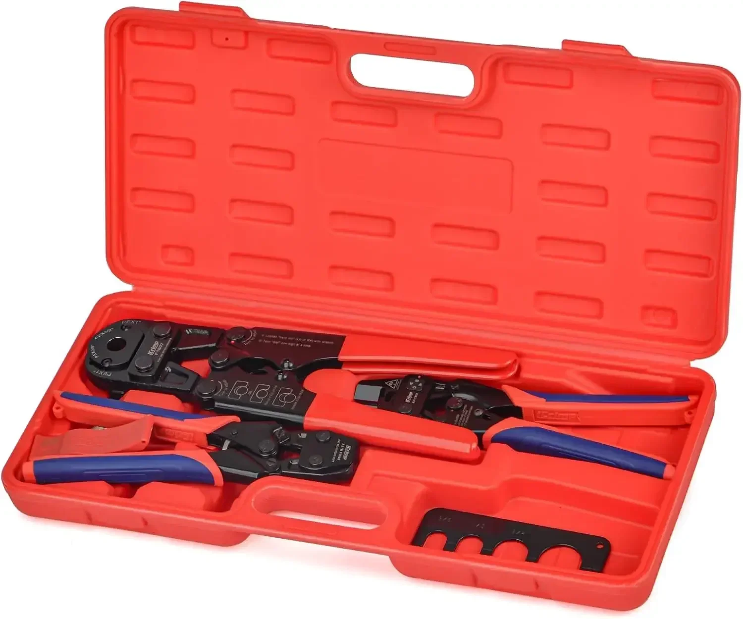 

PEX Crimping Tool Set for Copper Rings and Cinch Clamps, 7-Piece Kit with 1/2'', 3/4'', 1'' Sizes