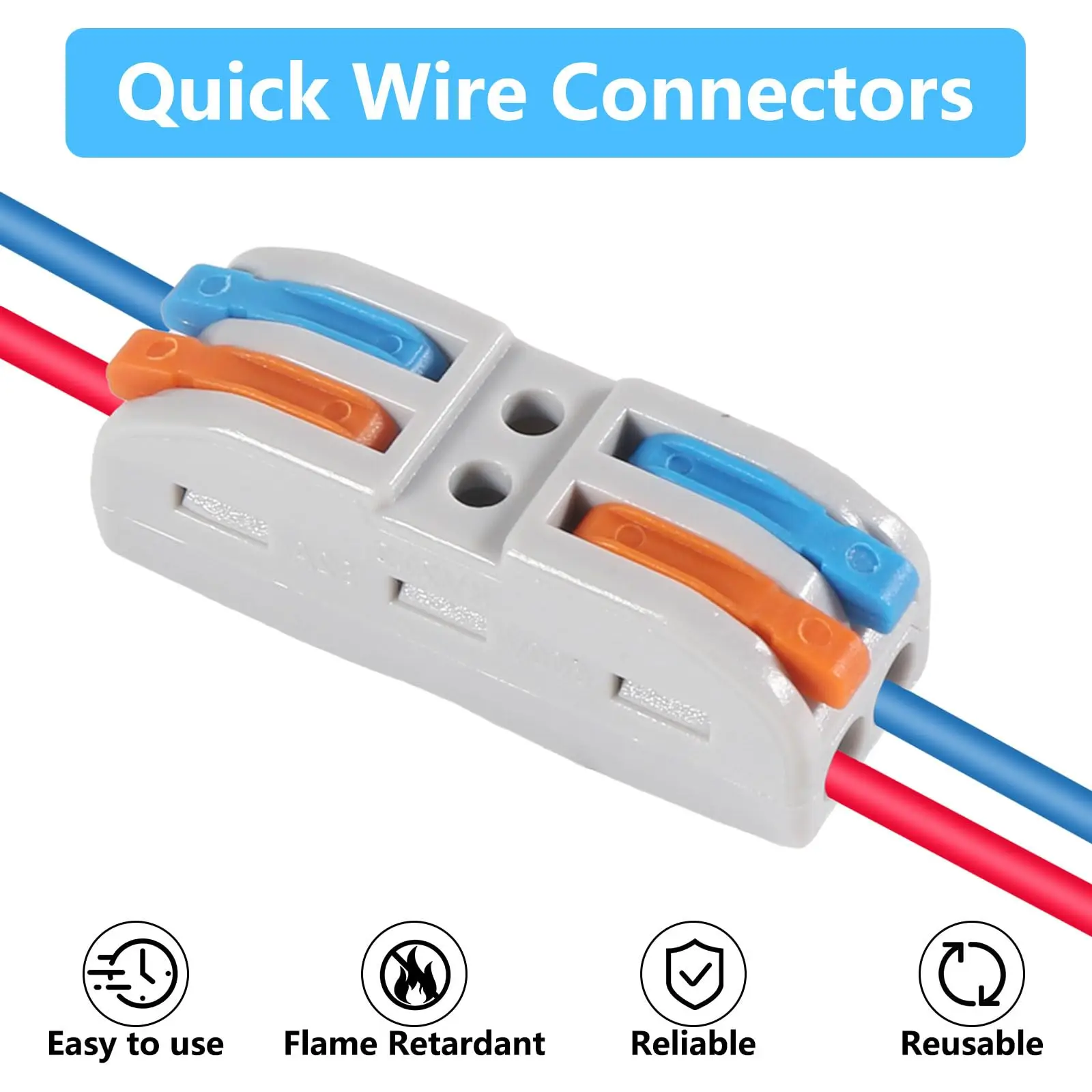 10Pcs Wire Conductor Connector Mini Lever‑Nut 2‑In‑2‑Out Fast Lighting Wire Cable Connector Terminal Block image 5
