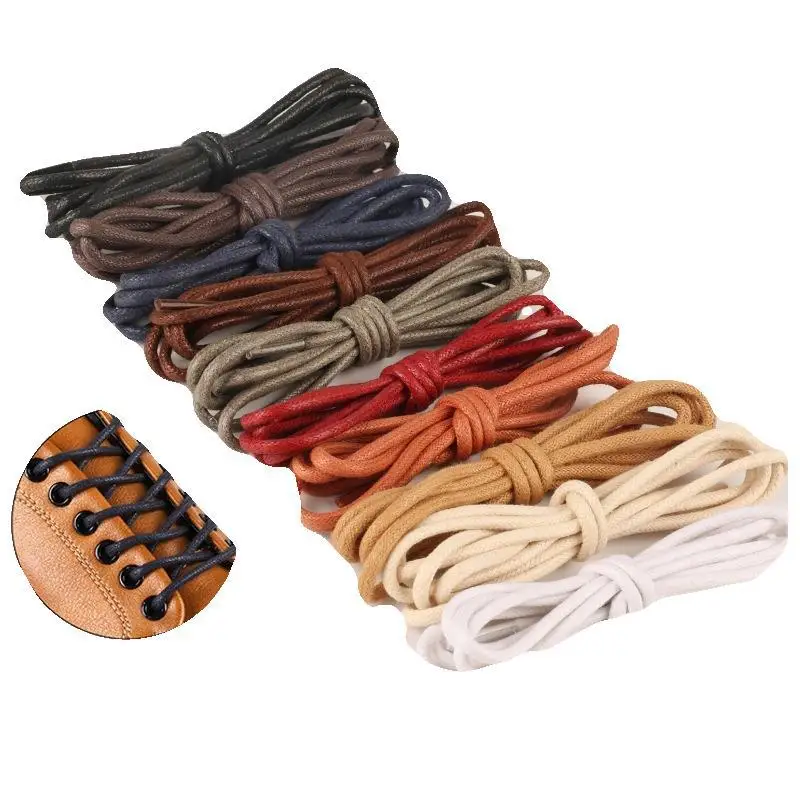 1Pair Cotton Waxed Shoe Laces Round Leather Shoelaces for Oxford Boots Waterproof Shoelace Length 60/80/100/120/140/180cm