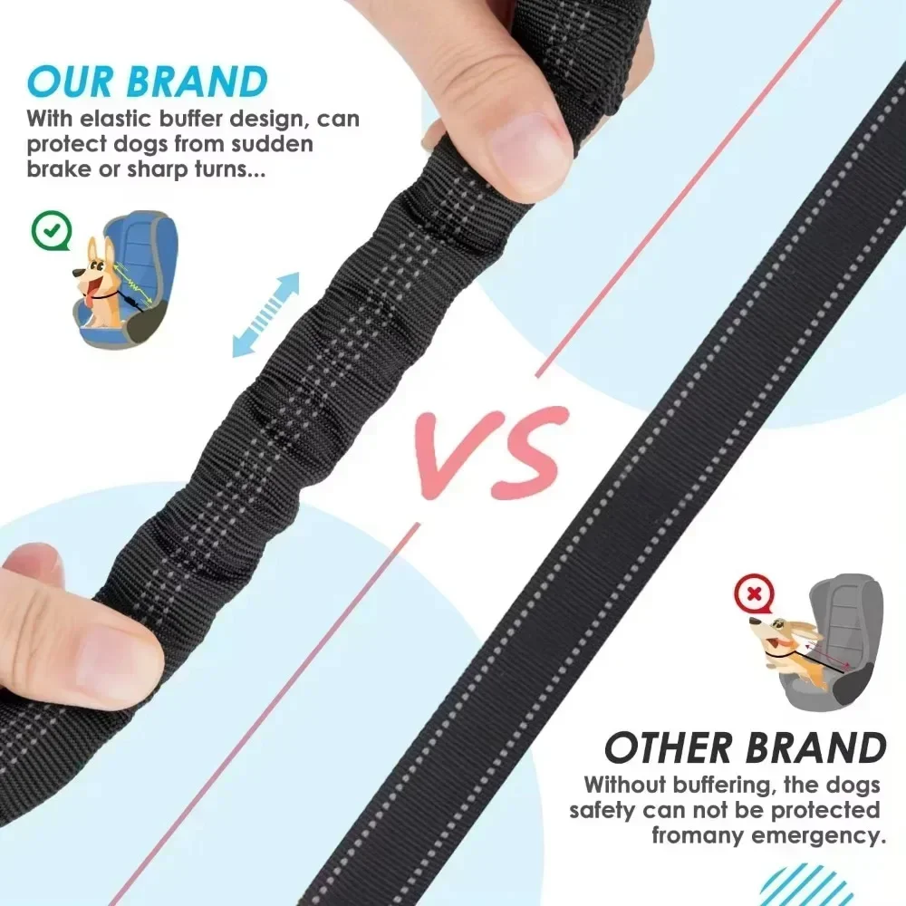 Durable Nylon Dog Seat Belt For Small Large Dogs Adjustable Reflective Elastic Lead Puppy Travel Car Safety Rope French Bulldo