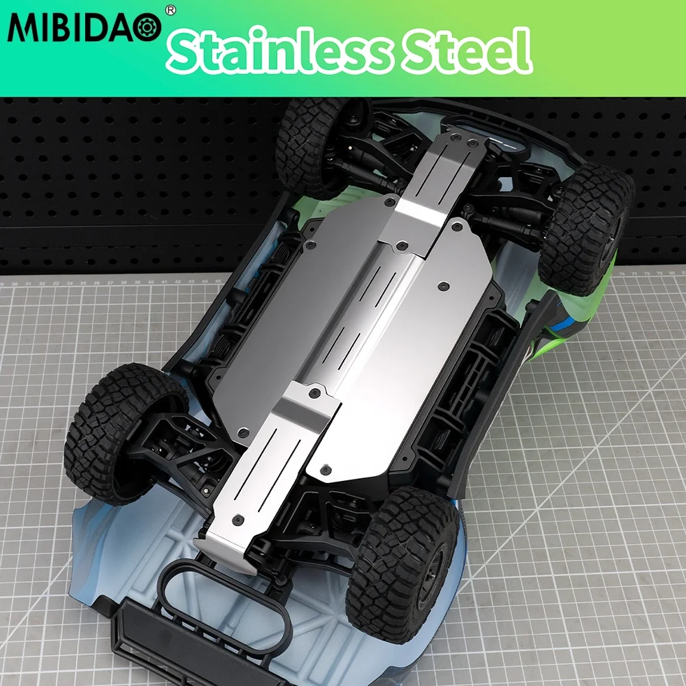 MIBIDAO Stainless Steel Anti-collision Chassis Armor Protector Plate for 1:16 Traxxas Mini slash RC Car Upgrade Parts