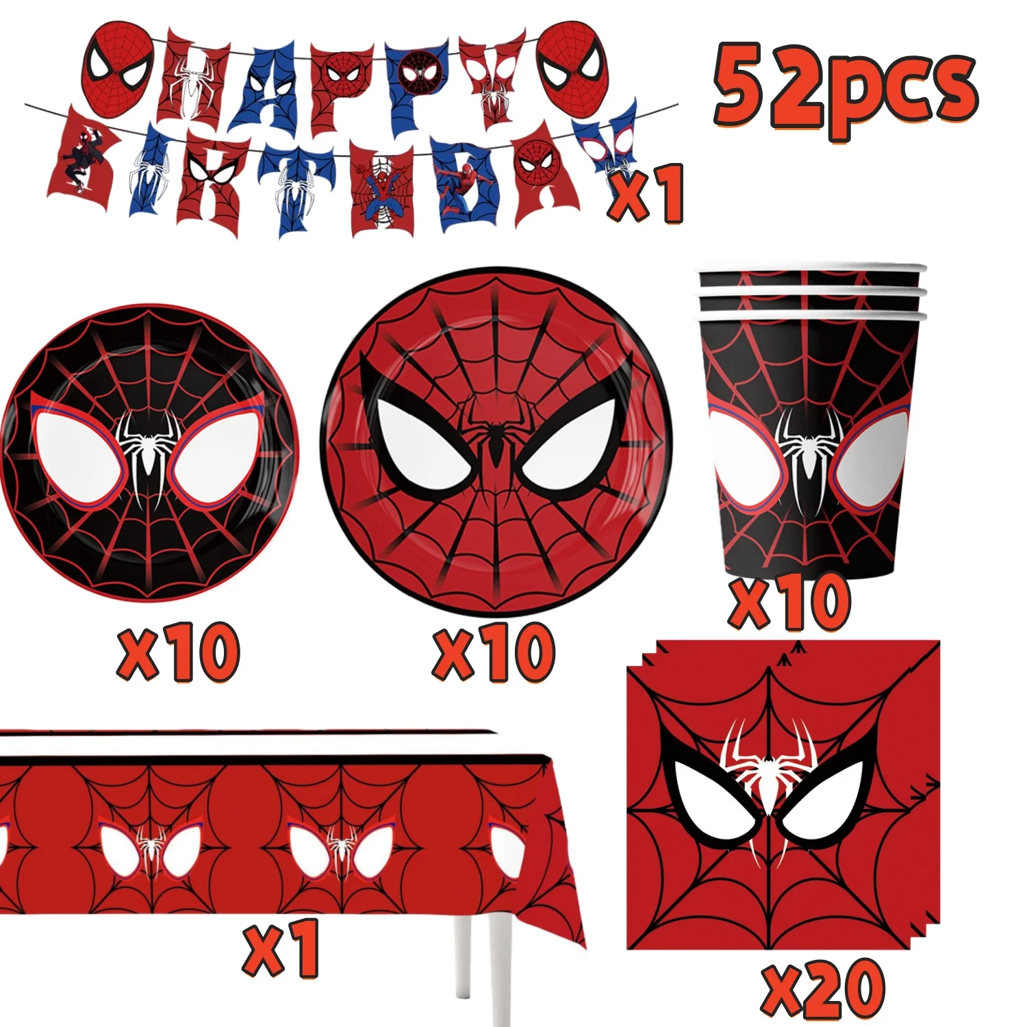 Masker Spider Hero Verjaardagsfeestje Benodigdheden Servies Kit Borden Beker Tafelkleed Achtergrond Ballonnen Kinderfeestdecoratie Gunsten