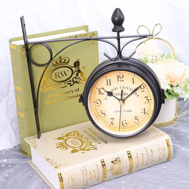 

EuropeanVintage Clock Weatherproof Outdoor Large Wall Clock Pastoral Home Bedrooms Wall Clock silent indoor Study walldecoration