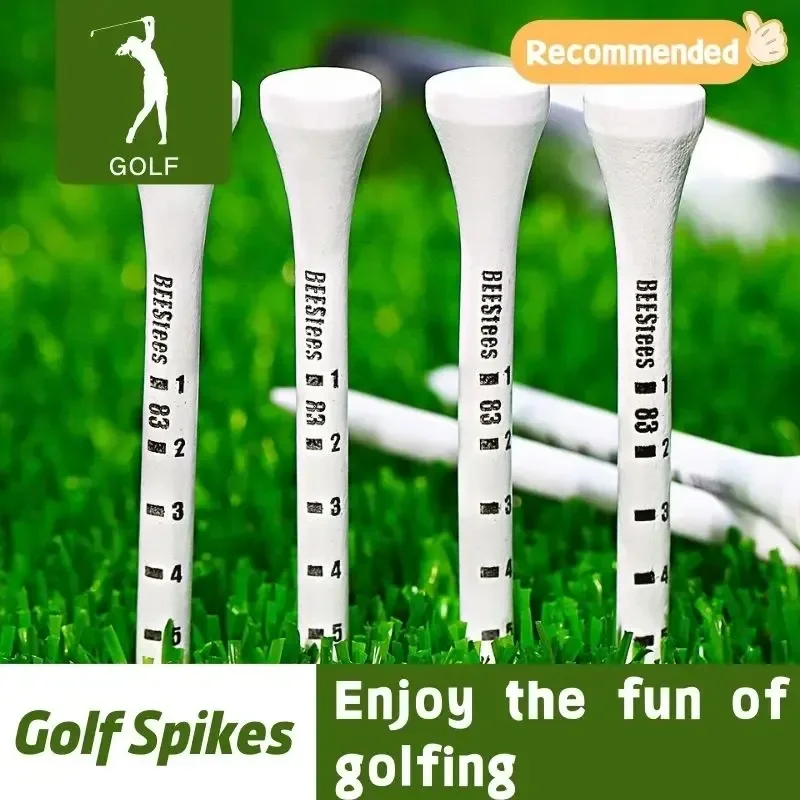 50pcs Professional Golf Tees 83mm White Golf Wood Tee Golf Supplies Printed Digital Scale Ball Seat Ball Holder