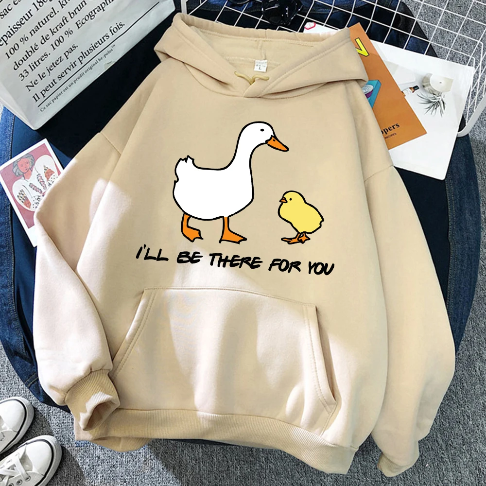 

Мужские толстовки с принтом Goose Will Be There For You, мягкая свободная одежда, повседневный флисовый пуловер, осенний теплый модный спортивный костюм унисекс