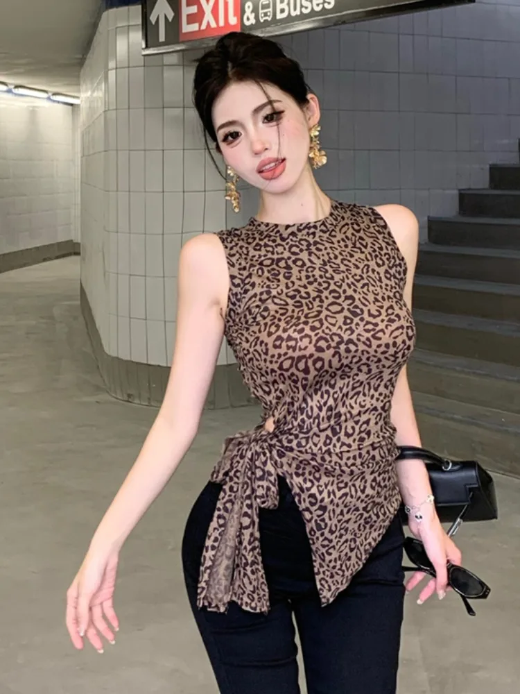 

Pure Desirable Sexy Slim Fit Sleeveless Vest Top Women's Inner Wear Outer Wear Spring Summer New Design Belted Korean Style