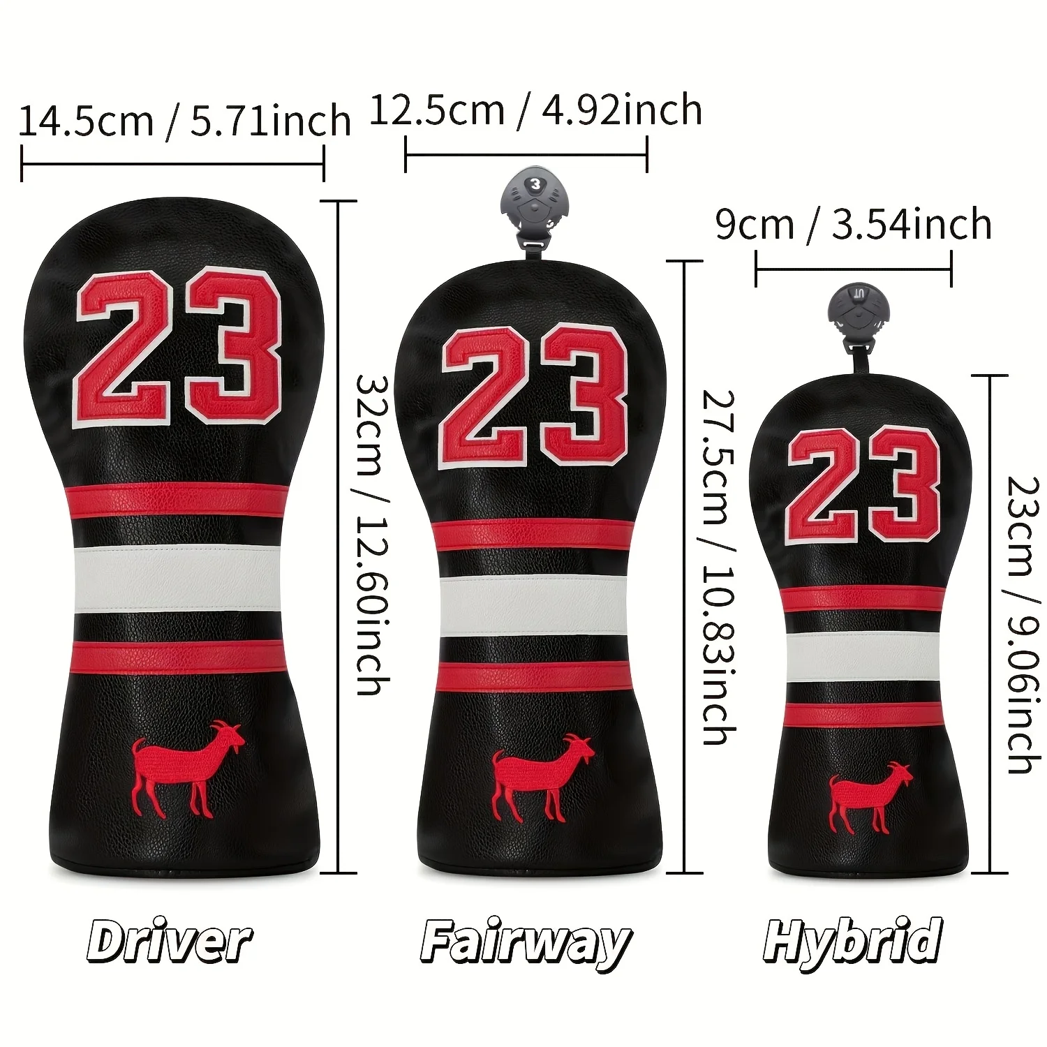 1pc or 3pcs Number 23 Goat Golf Headcovers Compatible for Driver, Fairway, Hybrid Clubs - Number 23, Headcover for Golf image 6