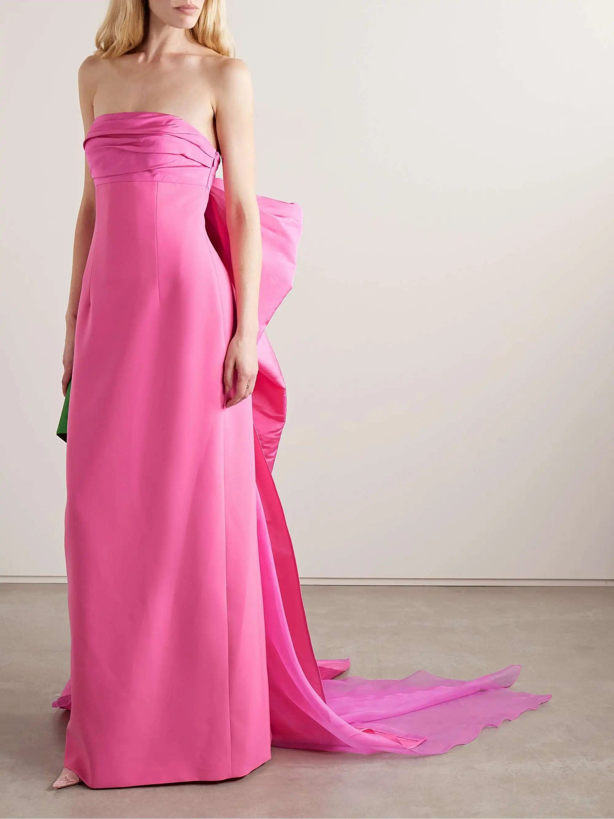 여성용 스트랩리스 이브닝 가운 플로어 기장 정장 파티 드레스 리본 우아한 새틴 이브닝 드레스 칵테일 드레스 파티 생일 드레스