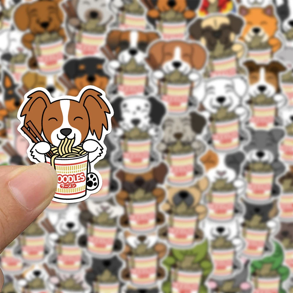 

10/30/51pcs Cartoon Animals Eat Instant Noodles Stickers Funny Graffiti Sticker DIY Fridge Notebook Phone Bike Decals Decoration