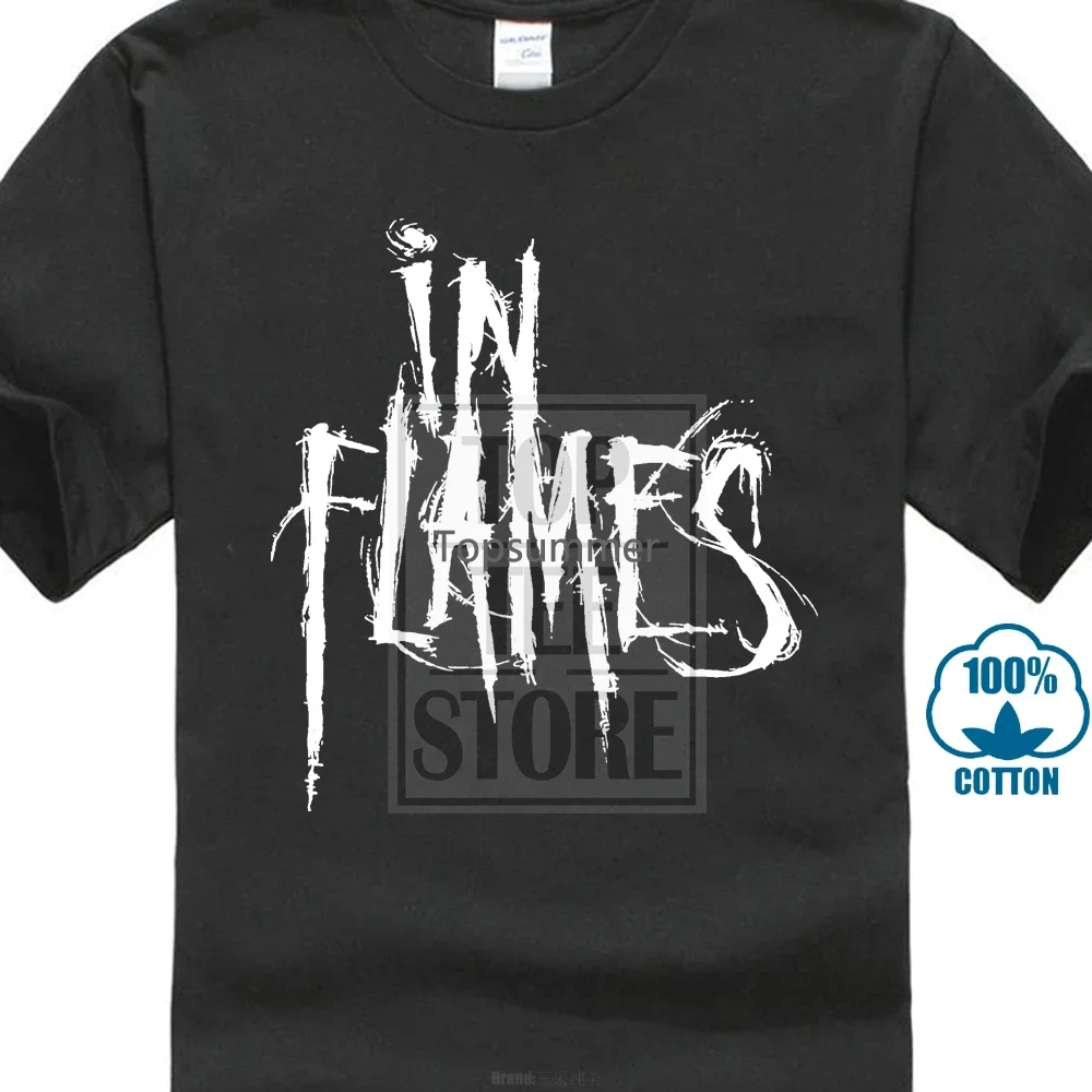 In Flames T Shirt Swedish Metal Band Short Sleeve Black Tee Printed Round Men T Shirt Cheap Price Top Tee Print Tee Shirts