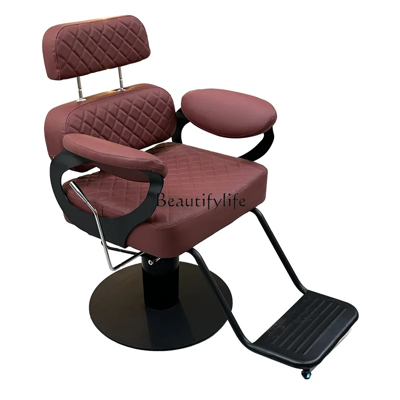 

Barber chair rotates and reclines, foot lift adjustment with armrest, perm stool.