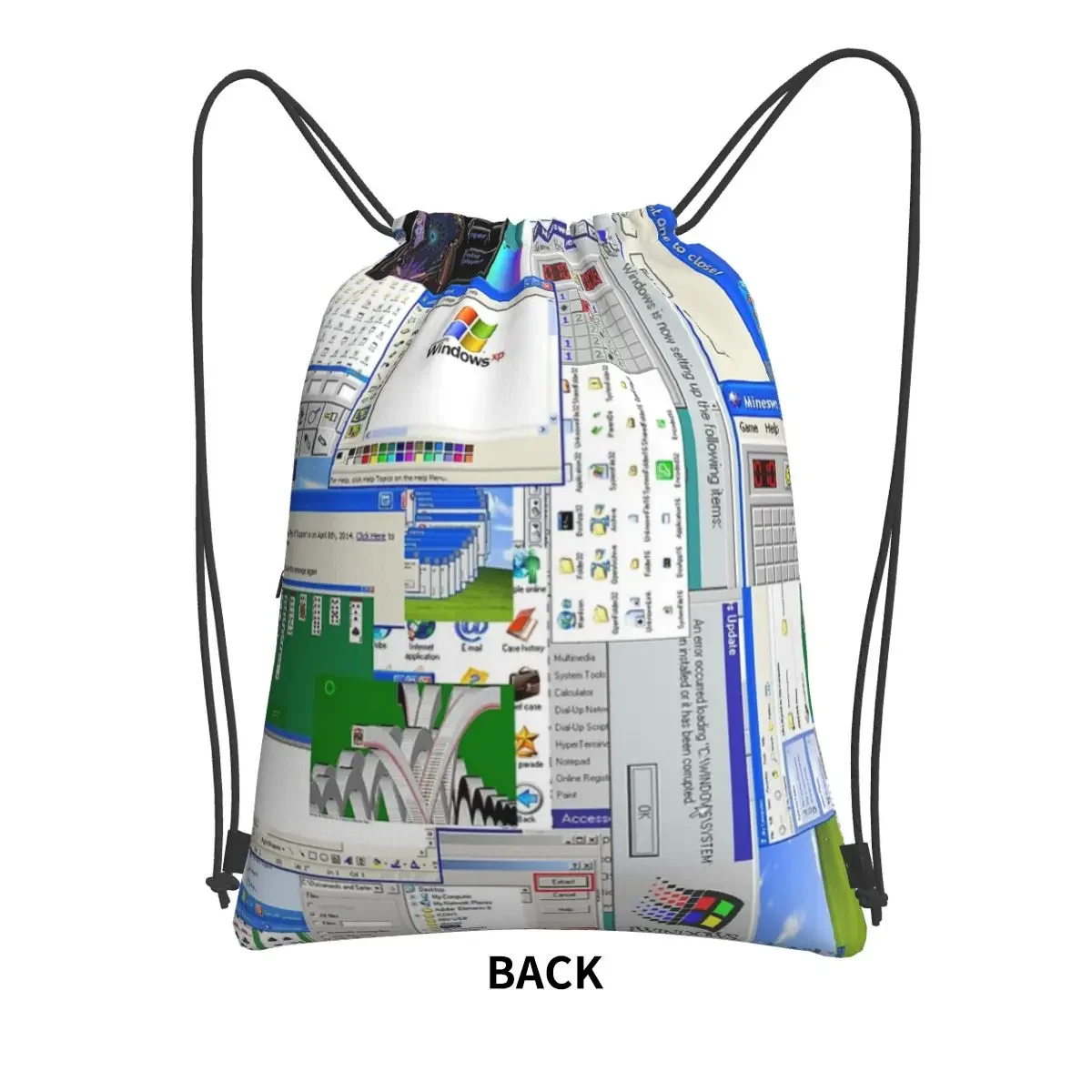 Windows XP Collage Portable Backpacks Drawstring Bag Fashion Drawstring Bundle Pocket Shoes Bags For School Students