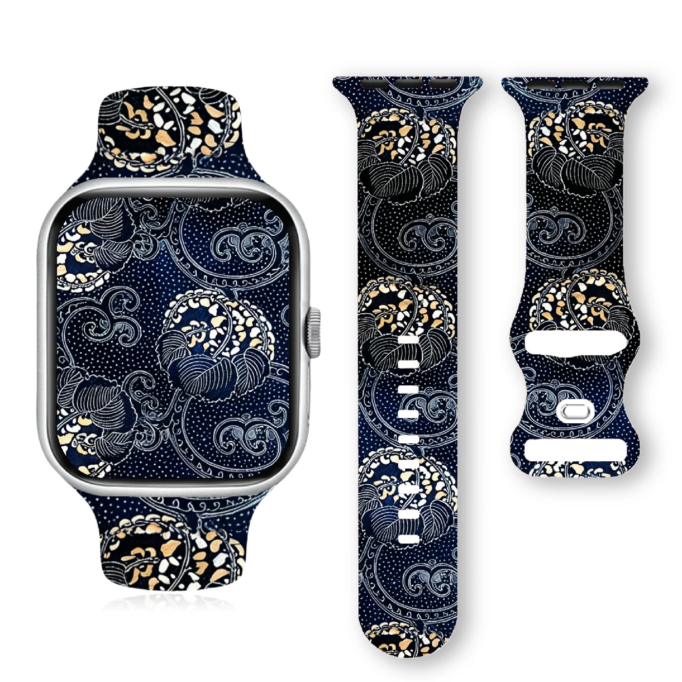 Psychedelic BohoFloral Soft Silicone Band for Apple Watch 9 8 7 6 5 Ultra SE Size 38 40 41 42 44 45 49mm Suitable for All iWatch