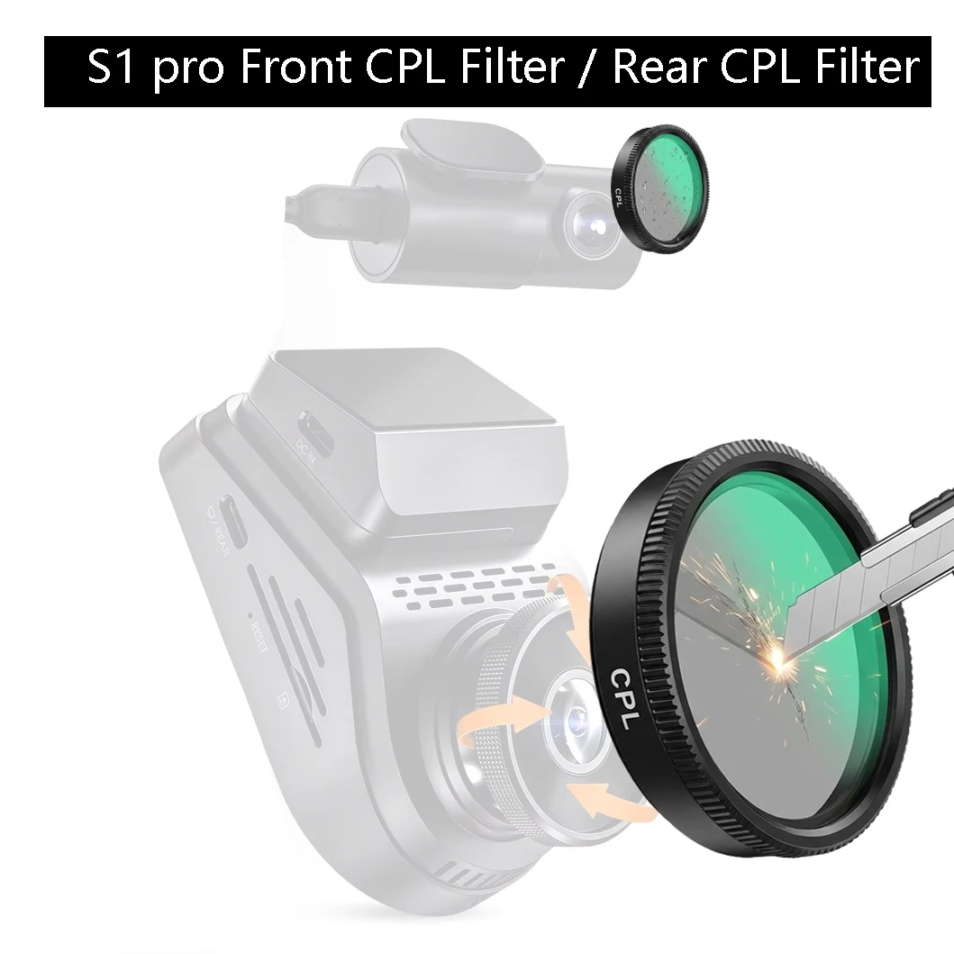 Filtro CPL frontal/trasero para Vantrue S1 pro, filtro CPL, filtro de lente polarizador circular, reduce el deslumbramiento