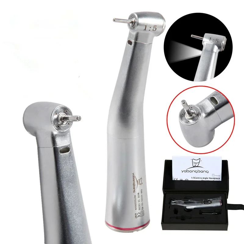 Dental 1:5 Electric Fiber Optic Led Contra Angle Handpiece Red Ring Fit Kavo NSK Turbine