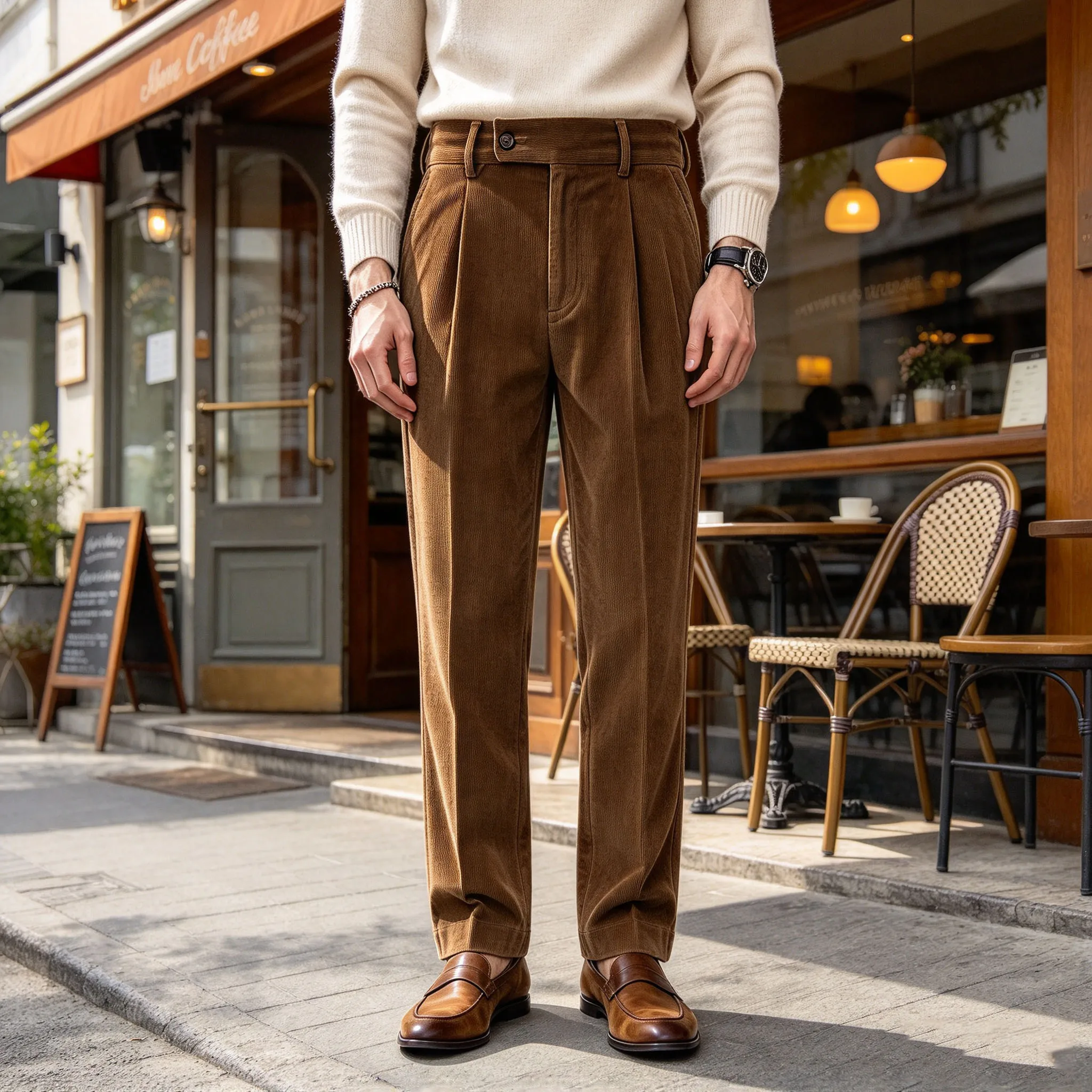 Men's Velvet Trousers Retro High Waist Double Pleated Soft Smooth Formal High Quality Dress Pants Luxury Business Wedding Banque