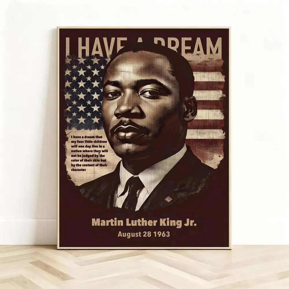 Inspiring Historical Figure M-Martin Luther King Poster Classic Self-Adhesive PP Wall Sticker for Living Room Bar Decor Gift