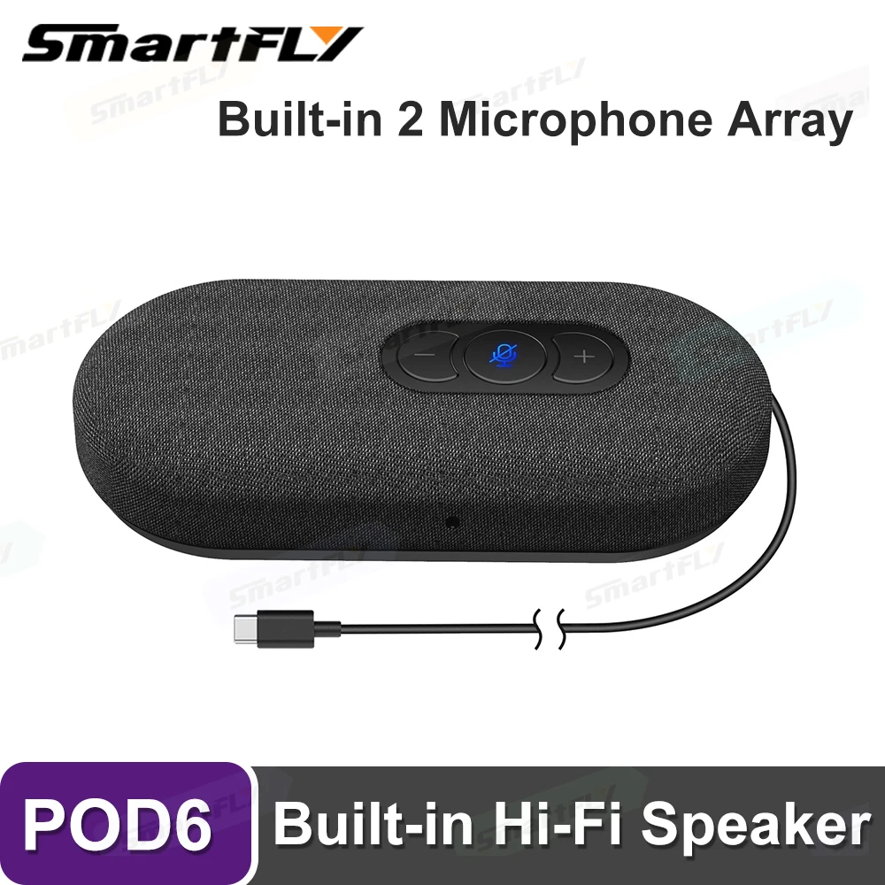 

POD6 Most Potable Speakerphone Built-in speaker and microphone array Intelligent noise reduction Voice Pickup Range Up to 3m