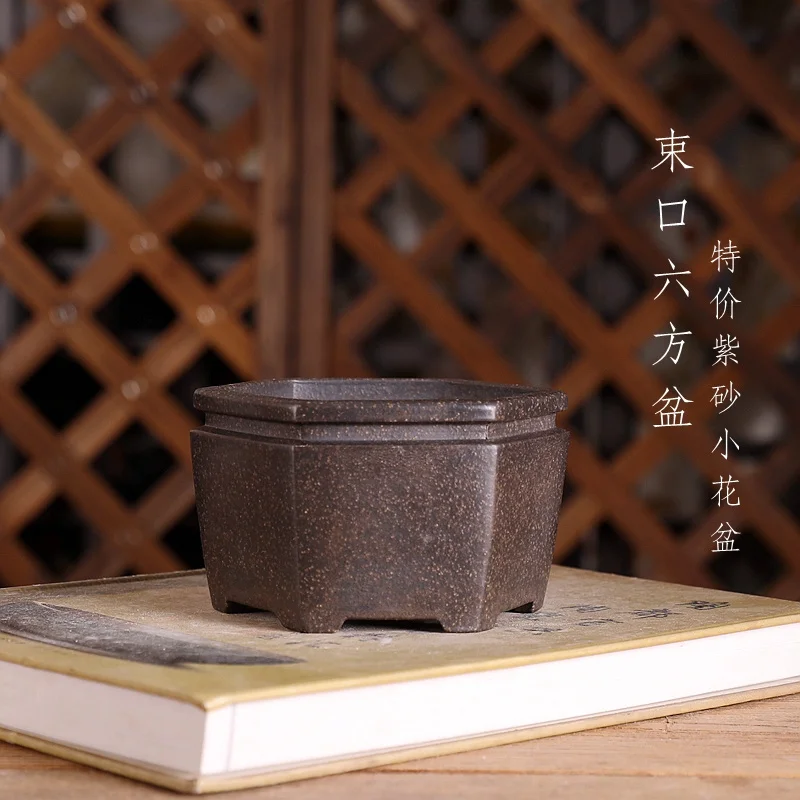 

Hexagon Bonsai Pot, Purple Sand, Nature Color, Traditional Chinese Shape, Garden Decoration