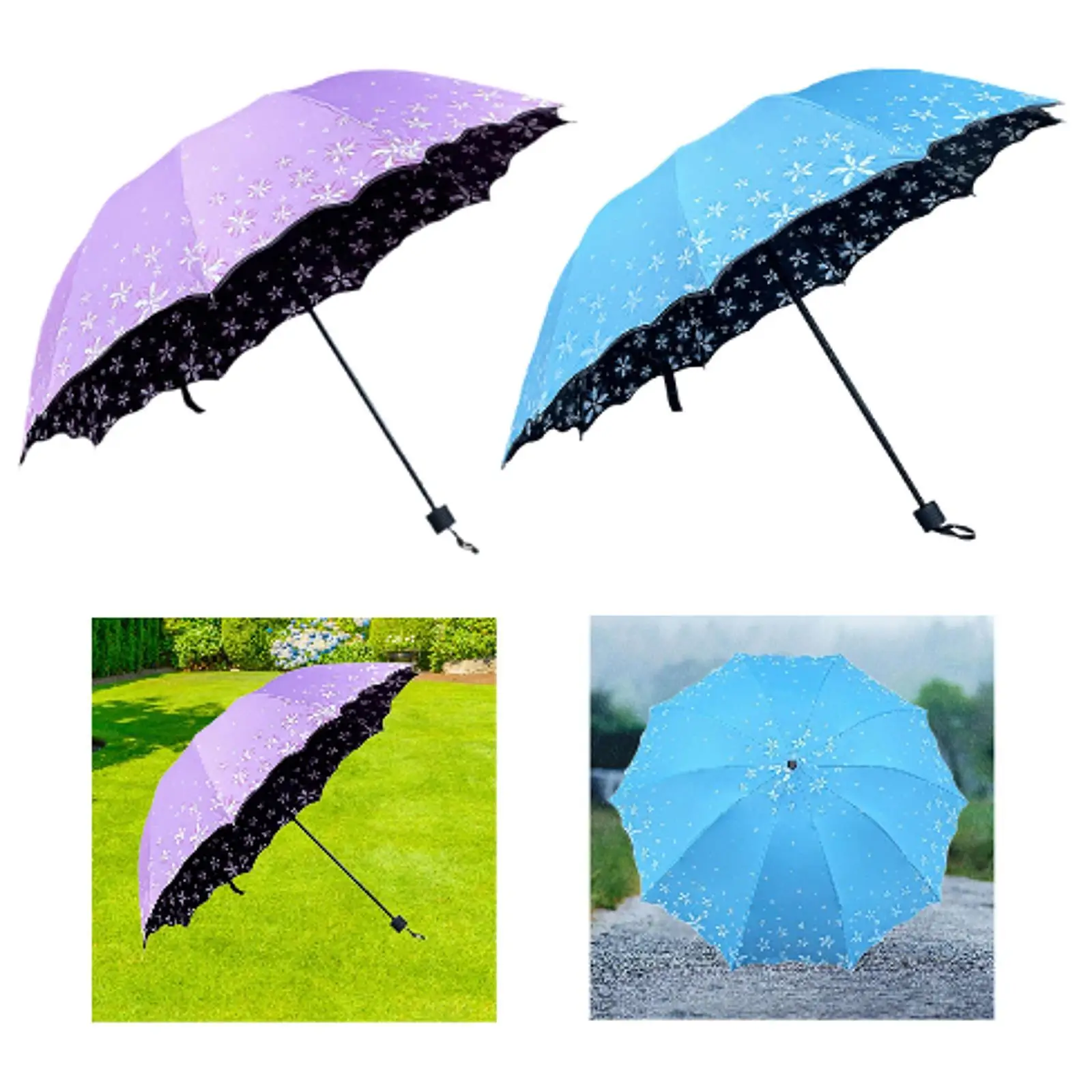 extra-large two-person sunshade umbrella ten-bone ruffled design for women -