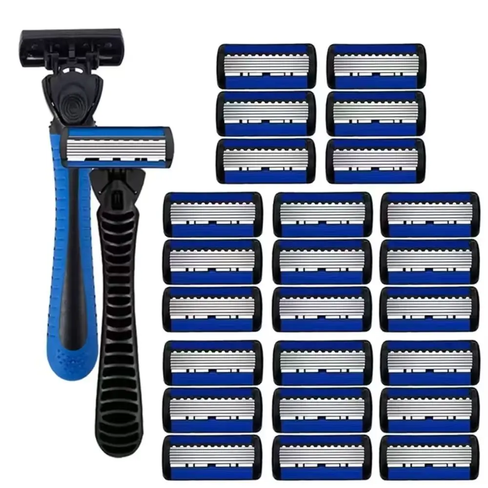Must-have for men - 6-blade razor, men's stainless steel blades, classic washable razor, sharp blades for a clean shave