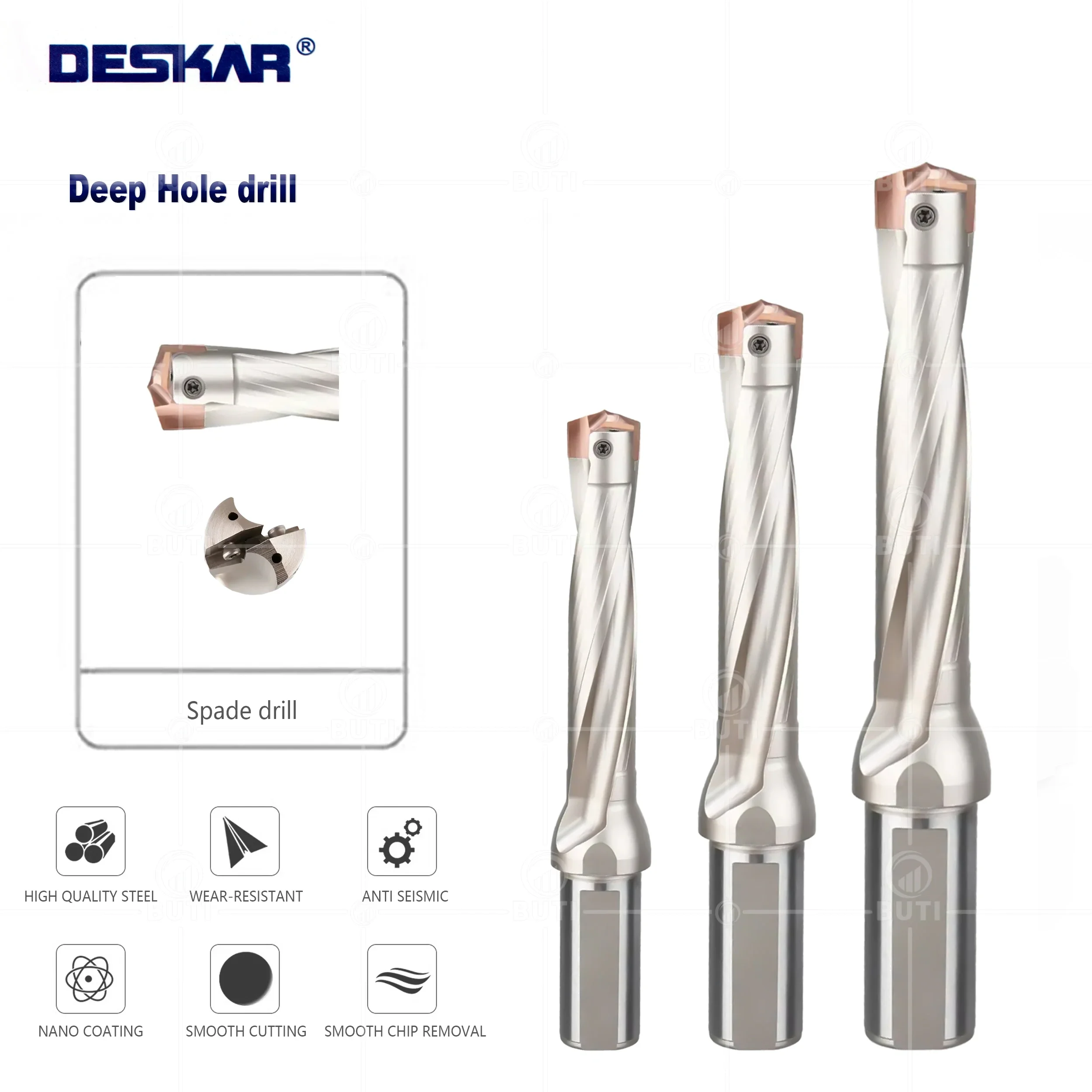 DESKAR 100% Original CNC High speed Violent Drilling 3D 5D 8D Deep Hole Drilling Holder JCD Crown Drill Rod Used For HCD Inserts