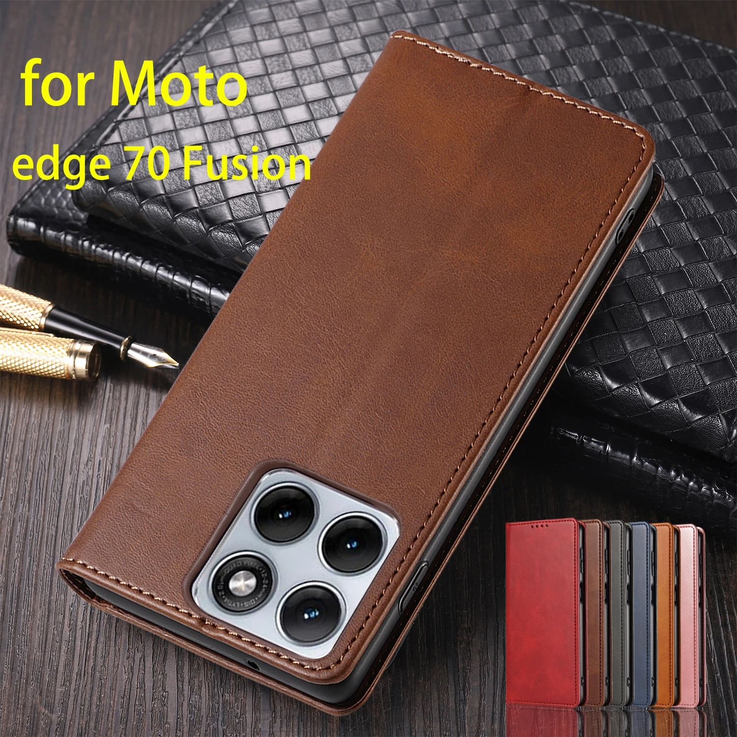 

Leather Case for Motorola Moto Edge 70 Fusion + Flip Case Card Holder Holster Magnetic Attraction Cover Wallet Case Fundas Coque