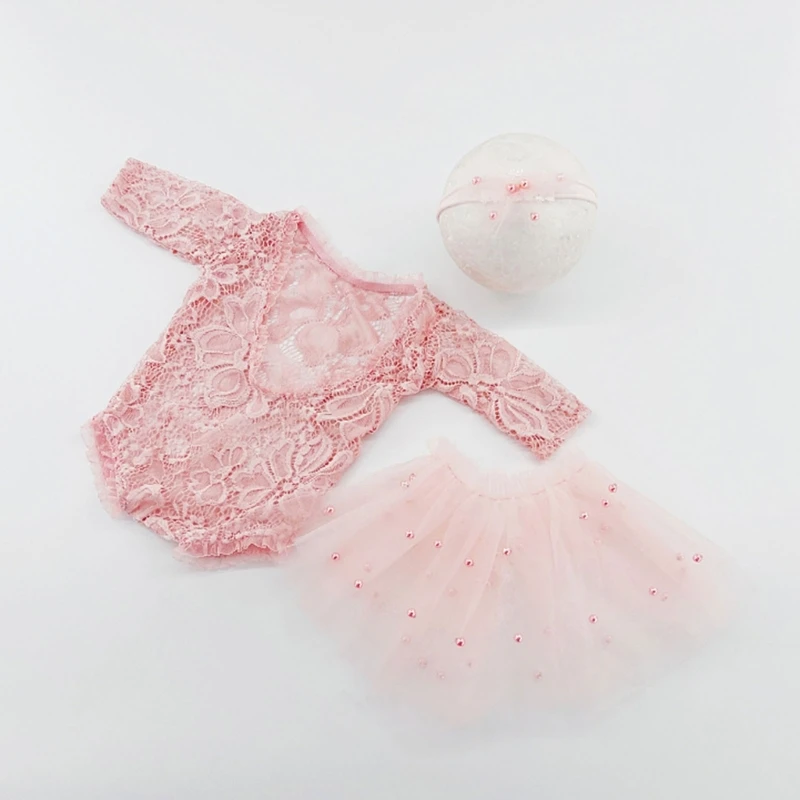 Photo  Props for Baby Girl 0-6M Infant Headdress & Tulle Tutu Jumpsuits Party Dress Photo Clothes Newborn Outfit