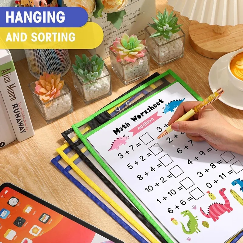 28 قطعة حامل ملاحظات العمل جيب حقيبة ملفات بلاستيكية جافة محو الأكمام لتنظيم مكتب المعلم D