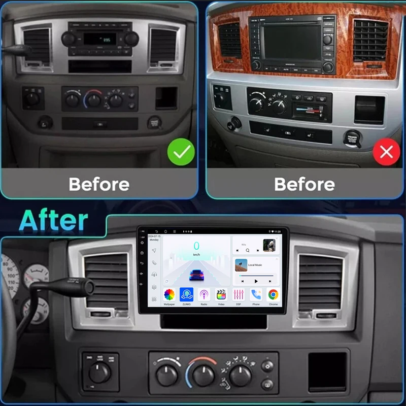

Android 15 8+128GB Car Stereo For Dodge RAM 1500 2500 3500 2006-2008 10inch Apple Carplay Auto Car Stereo Radio 128GB FM BT