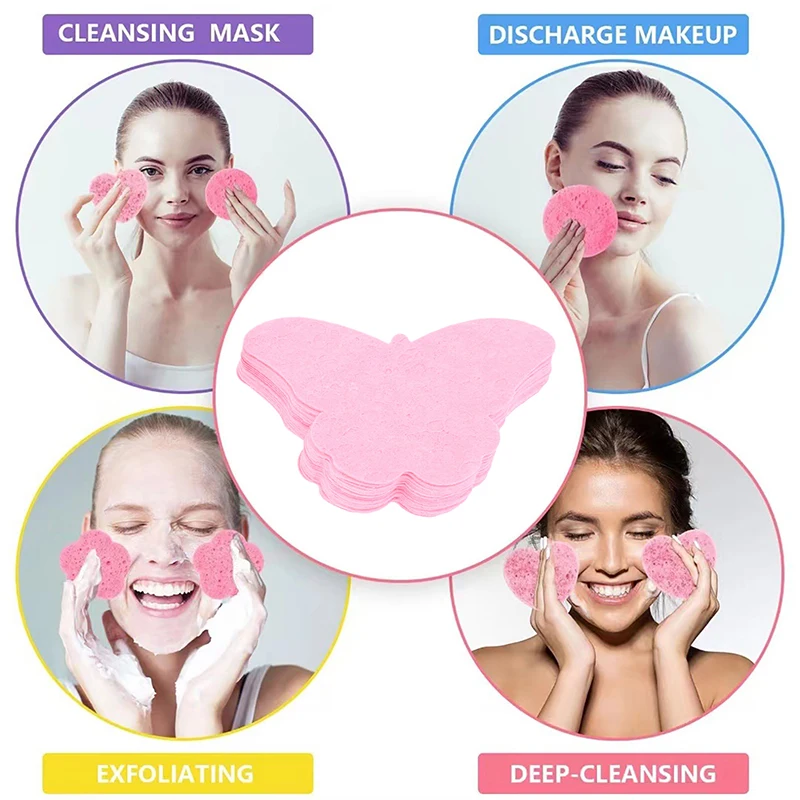 20PCS/Box Compressed Facial Sponges Cosmetic Hydrotherapy Sponge Spa Face Pads For Daily Cleansing Makeup Removal Exfoliation