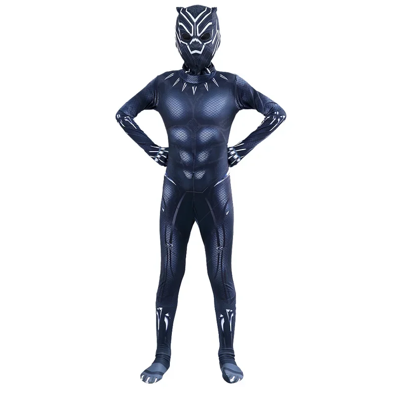 SN55Parents Children Superhero Cosplay Marvel Black Panther TChalla Costumes Kids Adults Party Dress Up Christmas Birthday @54WE
