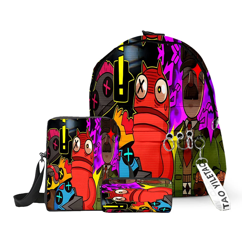 Classic Novelty R.E.P.O repo 3D Print 3pcs/Set School Bags Keychains Oxford Small Backpack Inclined shoulder bag Pencil Case