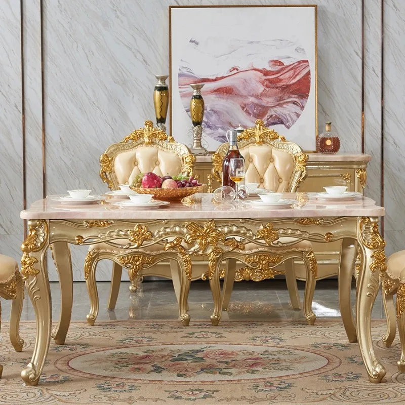 Unique Luxury Gold Dining Table 6 Person Modern Wooden Restaurant Dining Table Living Room Kitchen Mesas De Comedor Furniture