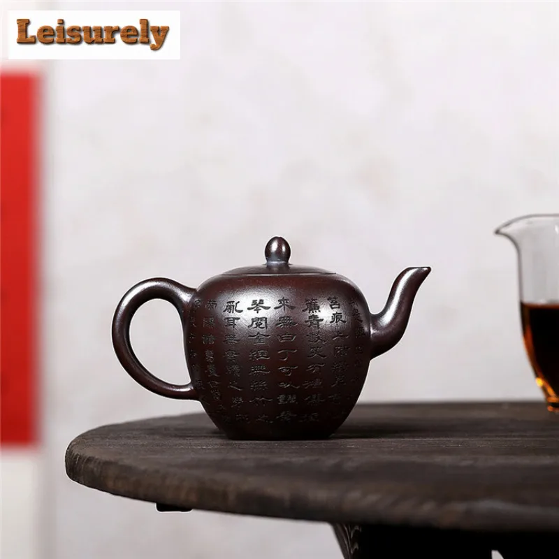 210ml Boutique Yixing Purple Clay Teapots Handmade Beauty Shoulder Pot Raw Ore Antique Red Mud Kettle Zisha Tea Set Accessories