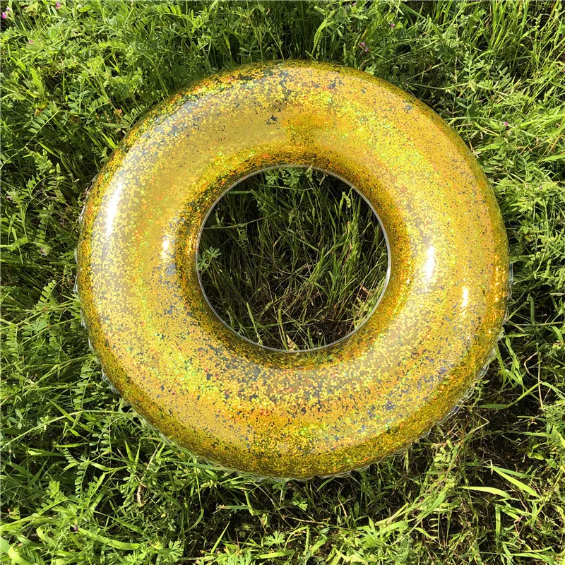 カラフルなインフレータブルおもちゃ透明なスパンコール水泳リング夏のビーチパーティー水のおもちゃプールインフレータブルフロートリング子供大人用