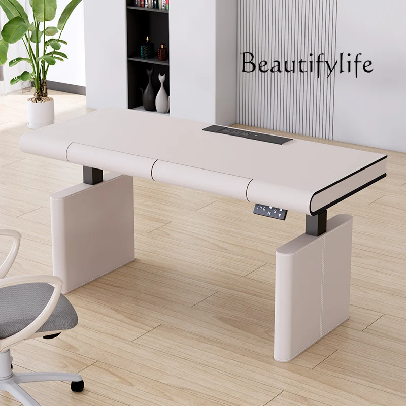 

Italian double motor lift table bedroom desk designer writing desk living room computer table high-end