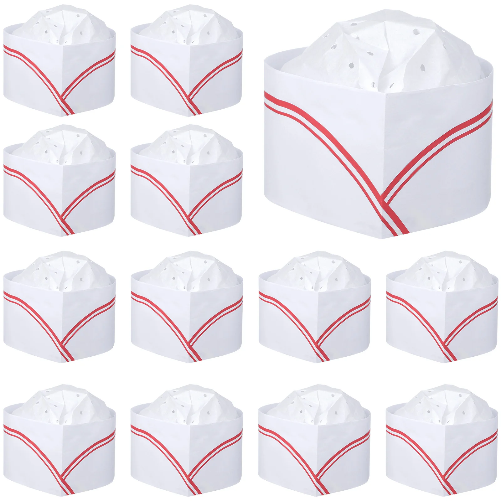 20pcs Chef Hat Disposable Lightweight Paper Hats Adjustable Size Air Holes Classic Design Universal Chef Wear Kitchen Cooking