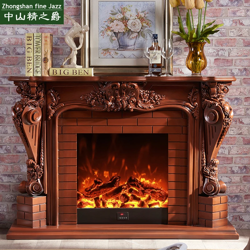 Simple solid wood fireplace frame European style villa decoration cabinet 1.2m 1.5m imitation fire modern fireplace