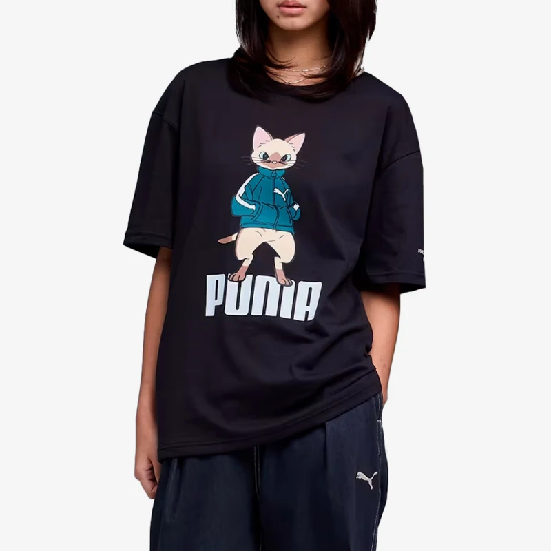 Puma genuine men's and women's quick drying loose round neck printed casual short sleeved T-shirt 636486-51