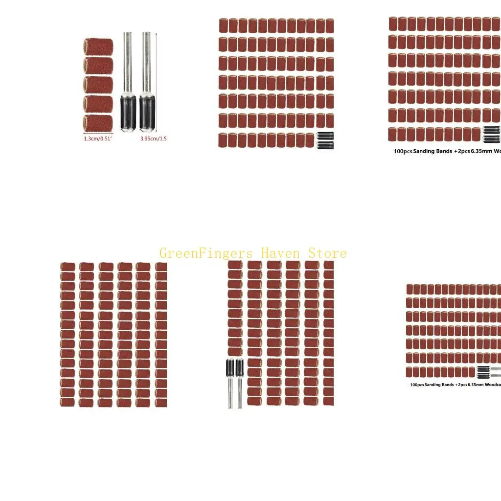 

F68D 102Pcs Sanding Drums Kits Sanding Band Sand Mandrels for Nail Drill Rotary Abrasive Tools Grinding Head Assortment