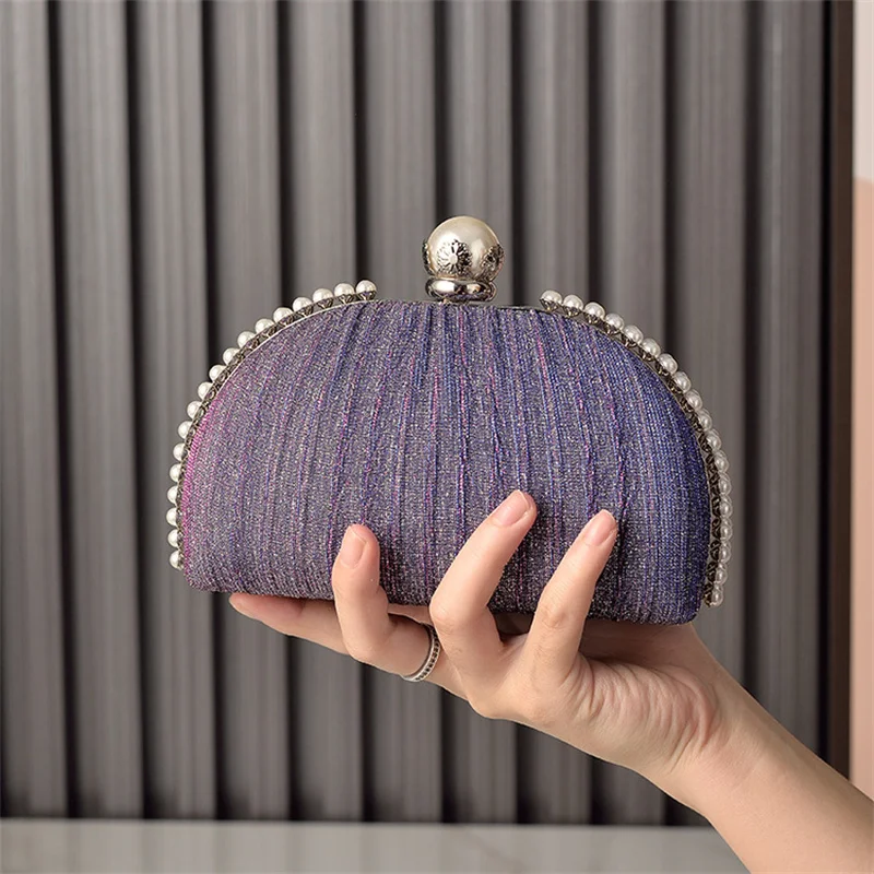 2023 New Women Fold Evening Bags Dinner Pearl Hasp Clutch Wallets Mini Party Shoulder Bags 5 Colors Drop Shipping