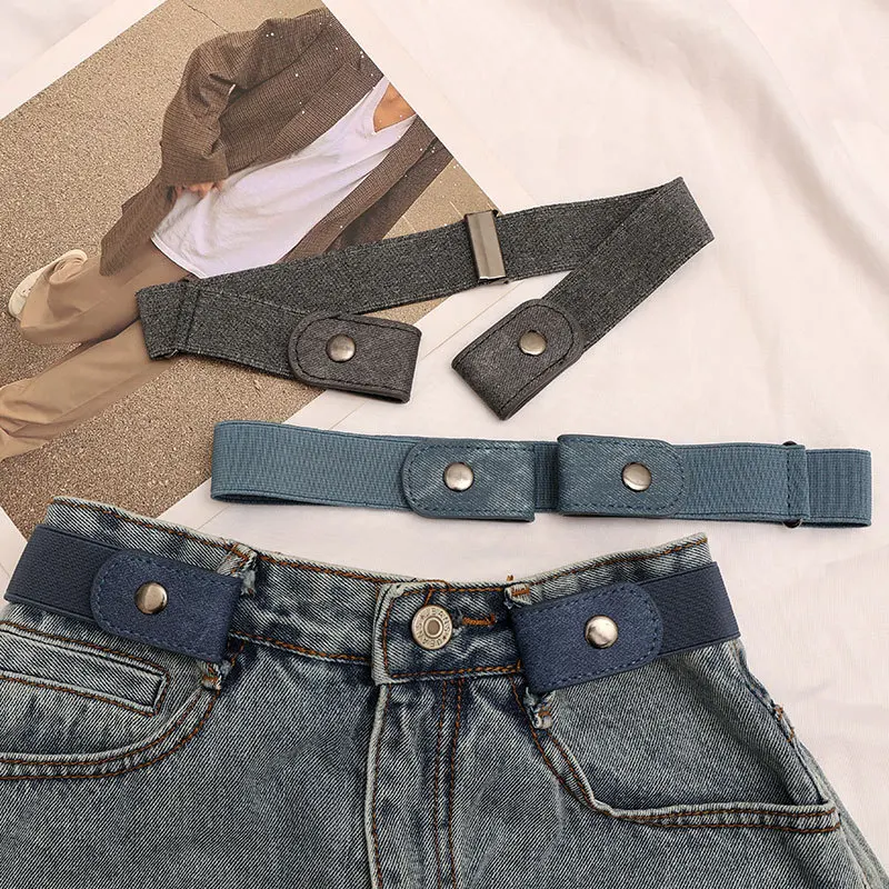 2 قطعة أحزمة قماش مرنة غير مرئية الجينز الخصر المضيقة السراويل لا ثقب بسط الخصر تعديل الملحقات لفساتين
