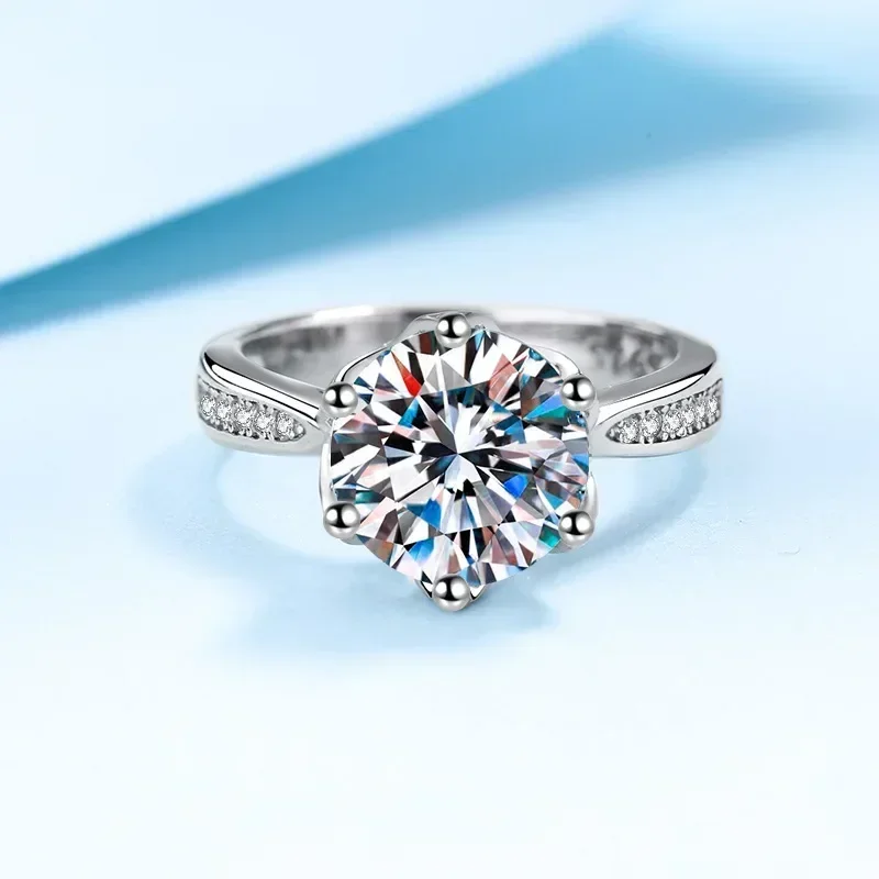 

Luxury Platinum D Color 3 Carat Moissanite Diamond Proposal Rings for Women, Pt950 High Quality Ring Wedding Fine Jewelry Gifts