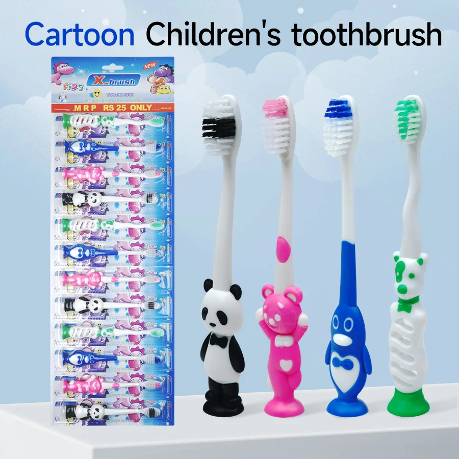 12PCS cartoon animal-shaped soft hair toothbrush for children