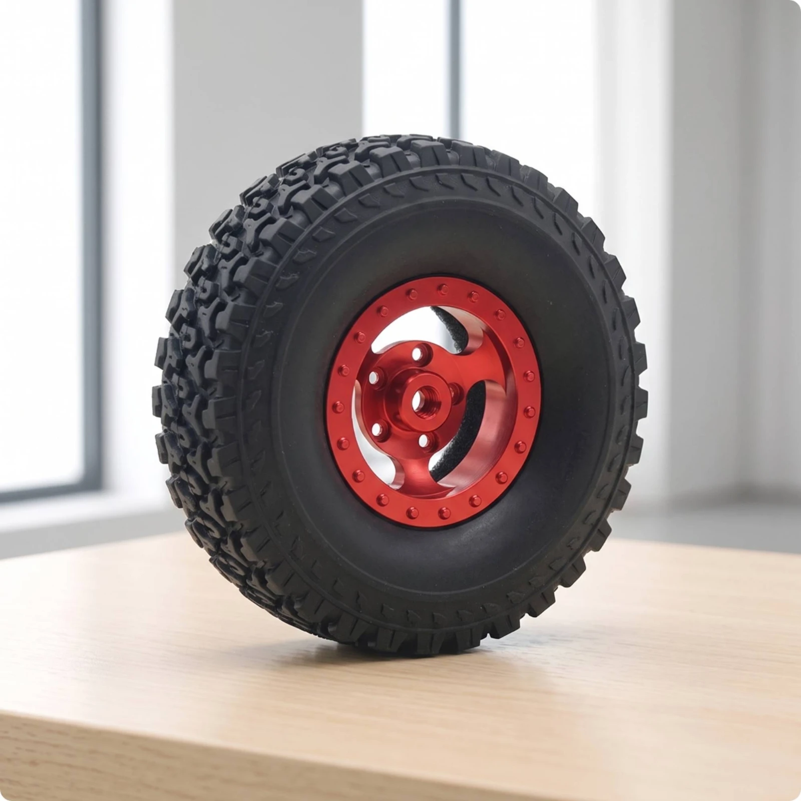 6 Pieces RC Wheel and Tire Set 71mm RC Wheels with Metal Hubs Beadlock Wheel Excellent Grip Wear-Resistant