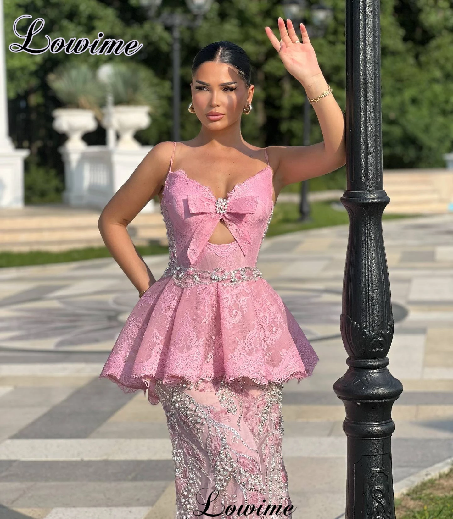 open lace back dress Faviana Beaded Floral Lace-up Back Prom Dress 11263