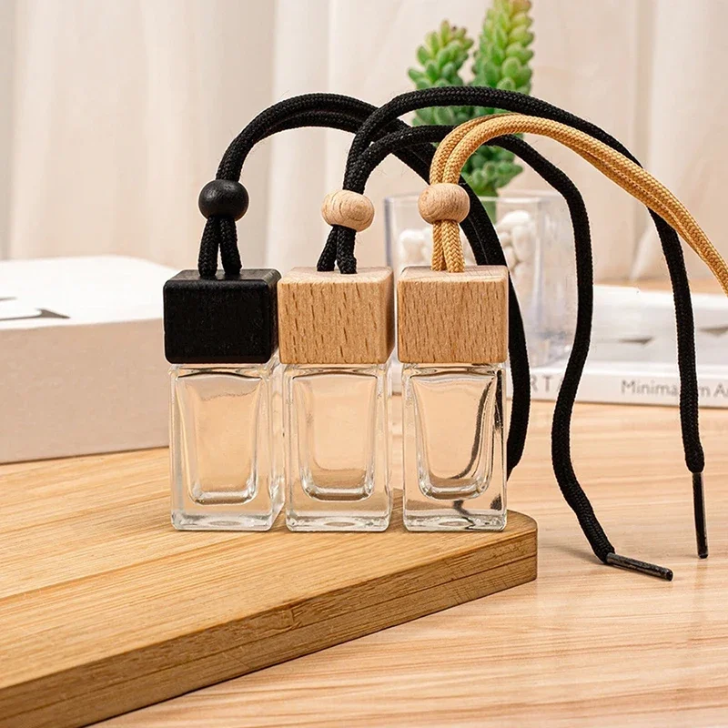 Pack Car Ornament Air Freshener Perfume Square Cap Empty Bottle Scent Essential Oil Diffuser Pendant