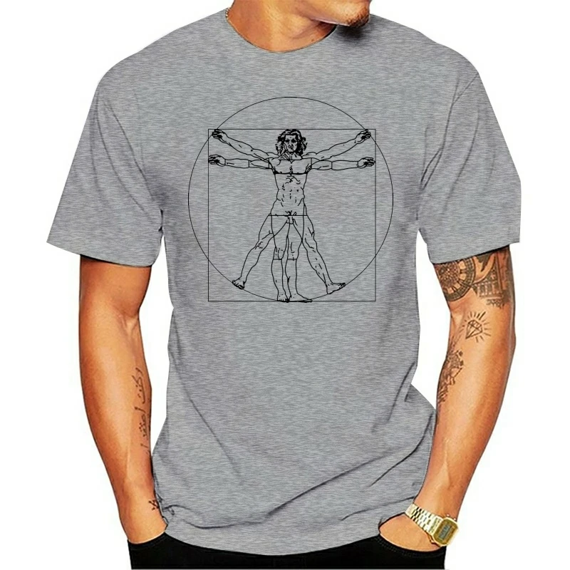 DA VINCI VITRUVIAN MAN MENS T SHIRT LEONARDO ARTIST INVENTOR SCIENCE ANATOMY Customize Tee Tshirt