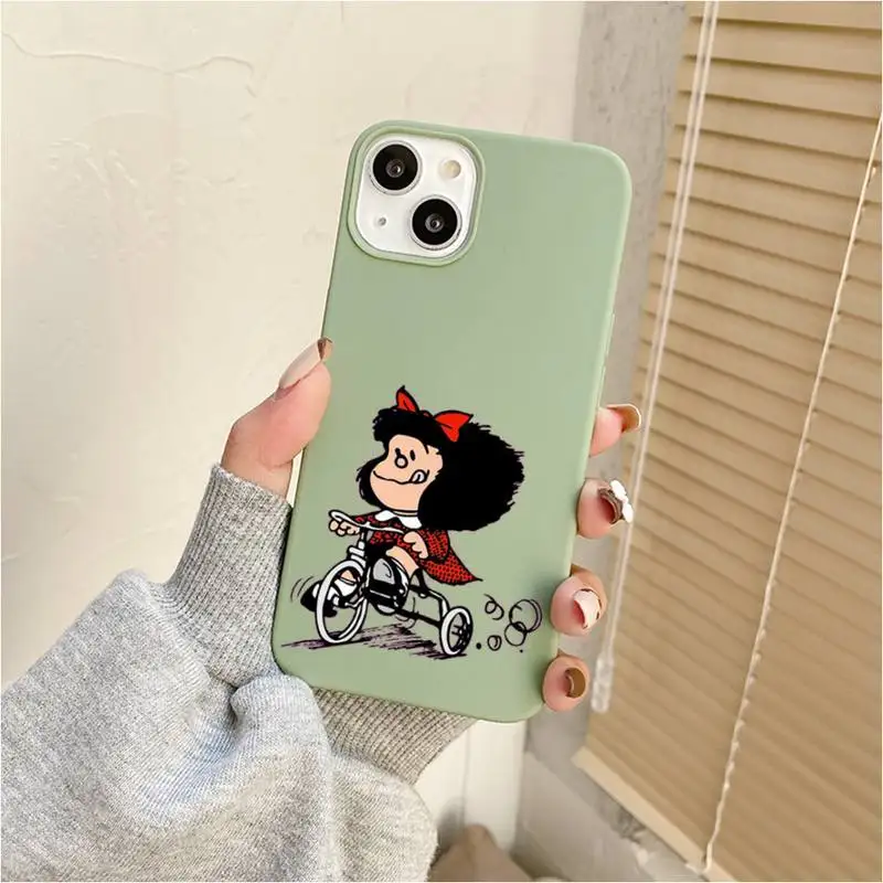 Cartoon Mafalda Phone Case For Iphone 7 8 Plus X Xr Xs 11 12 13 Se2020 Mini Mobile Iphones 14 Pro Max Case